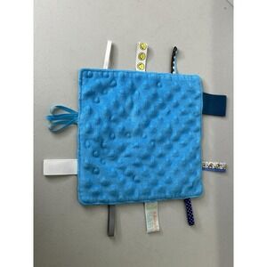 Adorable Baby  gray/blue taggie Baby Security Blanket Lovey Comforter Minky Dot